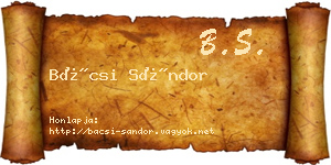 Bácsi Sándor névjegykártya