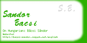 sandor bacsi business card